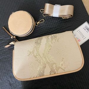 Jen co peach crossbody snake skin bag